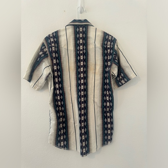 Wrangler Vintage Aztec Pearl Snap Button Up Western Short Sleeve Shirt Med *READ - Picture 2 of 9